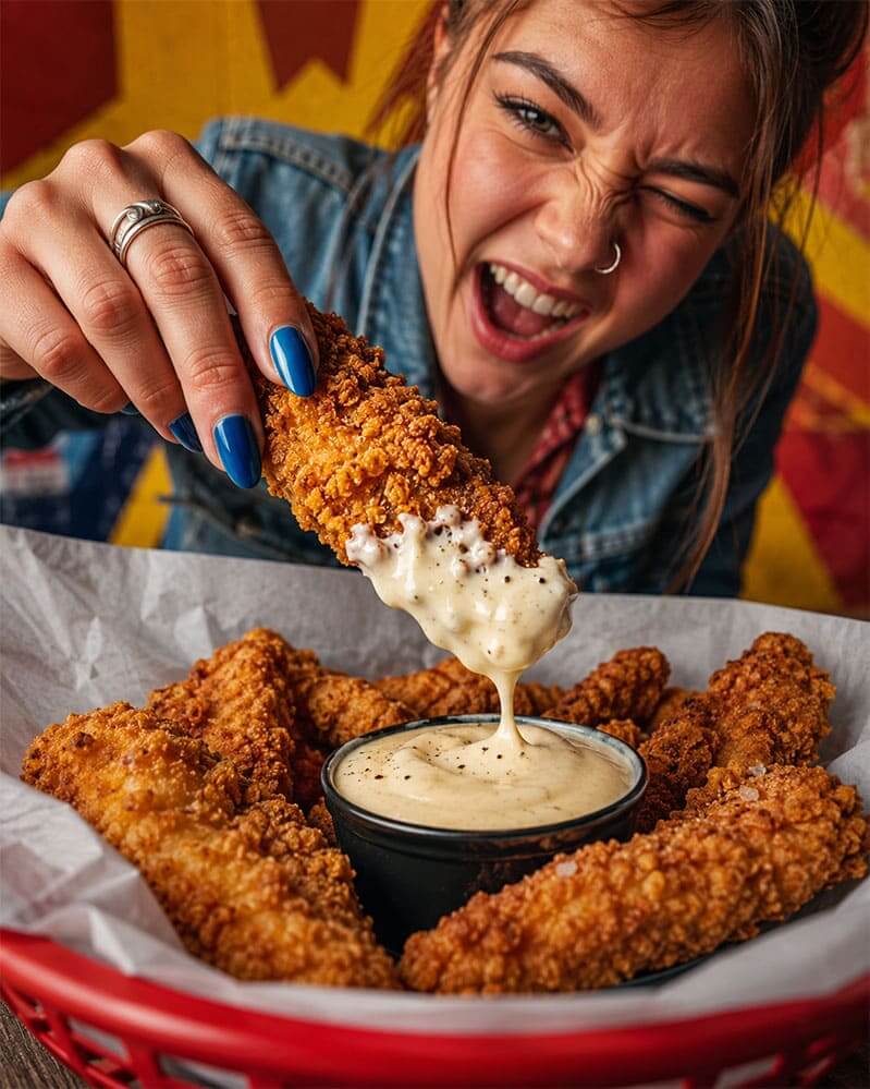 Chicken tenders con Aioli Kansas
